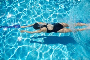 woman taking a swim